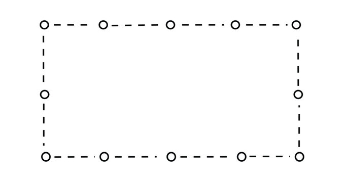 Rectangular frame made of dashed lines and circles for minimalist layout and graphic design element