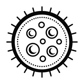 Virus cell illustration with spikes and circular patterns