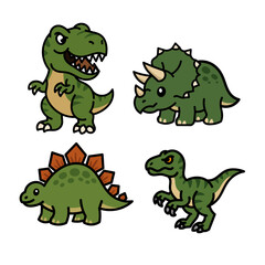 Naklejka premium Cute Dinosaur Cartoon Character Collection Vector Set