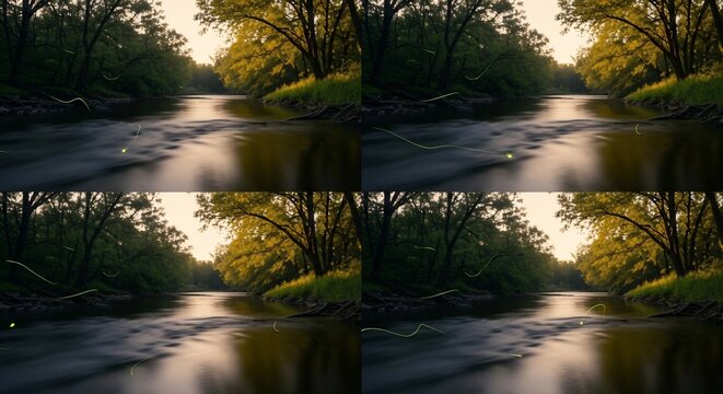 River flowing through trees