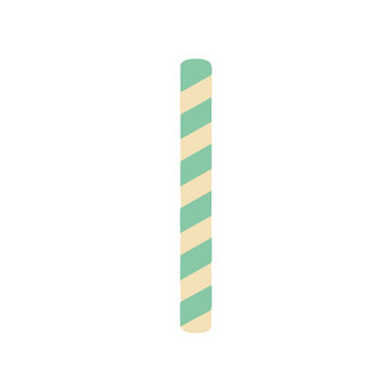 Green and white striped paper straw.