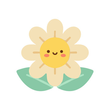 Smiling Cartoon Flower with Petals.