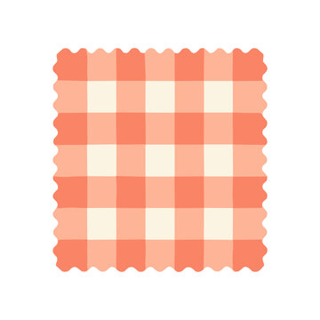 Orange and white checkered fabric texture.