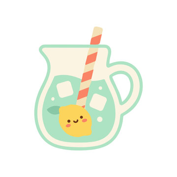 Cartoon Lemonade with Smiling Lemon.