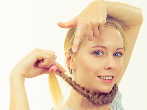 Blonde girl with braid hair