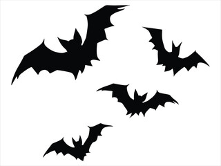 Fototapeta premium Set of black bat silhouettes