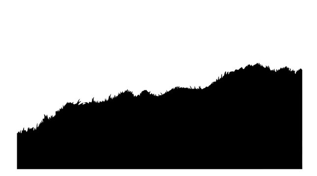 CAD tree lines Tree Black tree silhouette Black grass Mountain range silhouette vector, black jagged mountain peaks on white background, rugged horizon line for outdoor adventure and nature