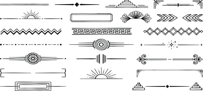 Vintage line frames. Simple rectangle art deco border frame vector set 