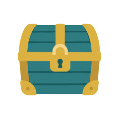 Teal Treasure Chest with Gold Locks. © Ekodro