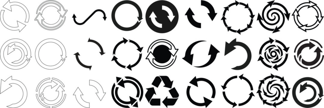 Recycle Arrow Vector Icon Set Refresh Loop Collection