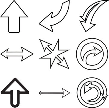 Outline Arrow Vector Icon Set Directional Pointer Collection
