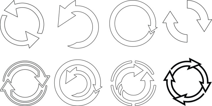 Loop Arrow Vector Icon Set Refresh Cycle Collection