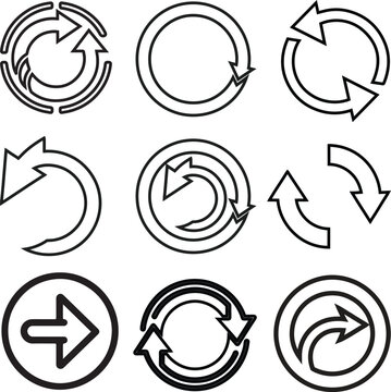 Circular Arrow Vector Icon Set Refresh Loop Collection