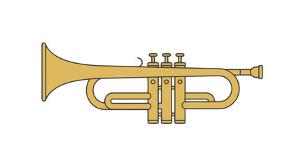 Fototapeta premium Golden Trumpet Musical Instrument Vector Illustration Isolated on White Background