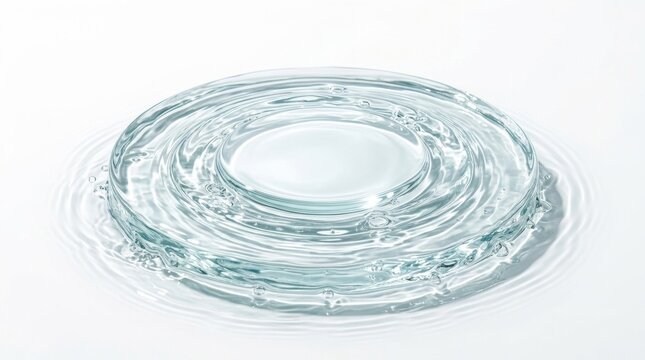 A single empty clear glass plate with a textured decorative rim isolated on a clean white studio background