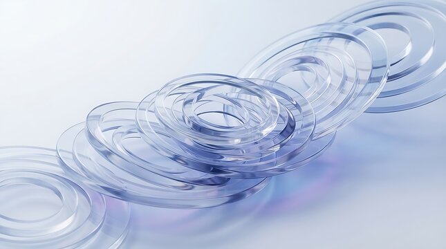 Abstract background with translucent glass rings
