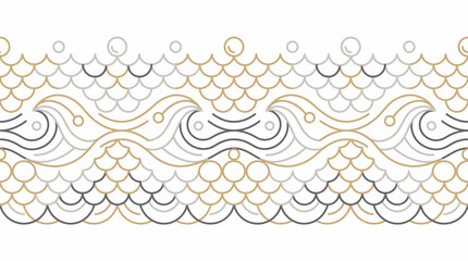 Pattern featuring stylized wave and scale motifs creates a decorative seamless border design. © labubu