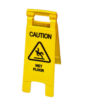 Caution slippery when wet sign