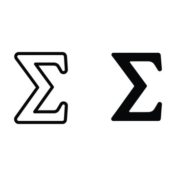 Mathematical summation symbol sigma for equations and formulas. Greek letter icon in bold line art for academic and scientific designs.