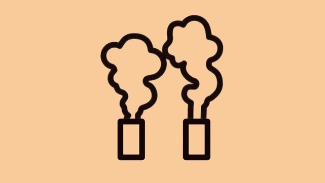 Two Industrial Chimney Pipes Emitting Thick Smoke Clouds Minimalist Vector Graphic 8
