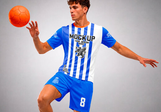 Men's Blank Soccer Uniform Mockup in Action