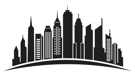 Obraz premium Black silhouette of a modern city skyline with skyscrapers