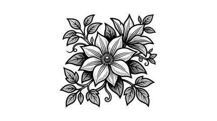 Fototapeta premium Black and white flower illustration design.