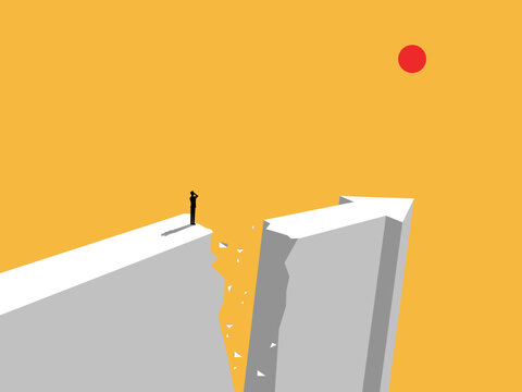 Businessman encounter obstacles and gap along their path.