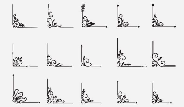 Ornate Decorative Corner Flourishes Collection for Elegant Invitations and Stationery Design