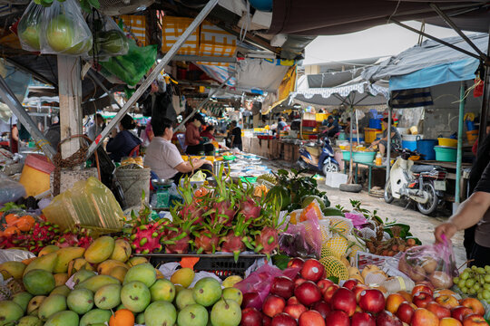 Colorful Fresh Produce at a Street Market in Saigon