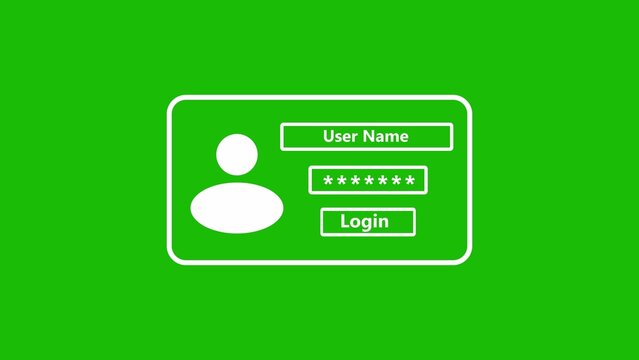 White login interface with user input fields, and password asterisks on a solid green background
