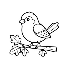 Fototapeta premium Sparrow Bird Black Outline Coloring Page for Kids