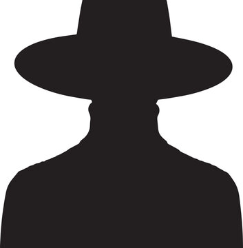 Silhouette illustration of mysterious male figure wearing hat.