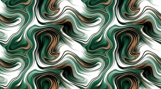 Abstract Green and White Swirls Liquid Marble Pattern.
