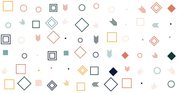 Set of colorful geometric arrows and shapes icons