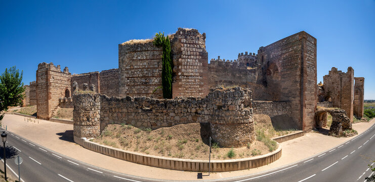 Panoramic view of Escalona Castle, Toledo, Castile-La Mancha, Spain
