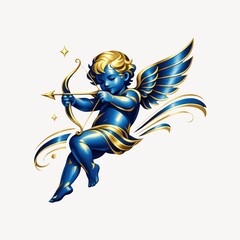 Obraz premium Blue and gold cherub illustration