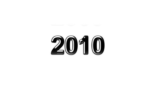 Timeline Scroll from 2000 to 2010 on Black Background 4K Year Counting Text Animation.