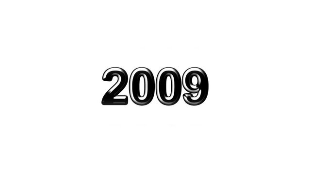 Timeline Scroll from 2000 to 2009 on Black Background 4K Year Counting Text Animation.