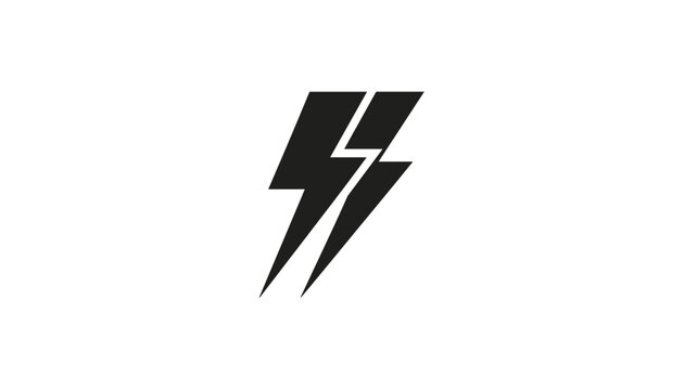 Two parallel black lightning bolts representing double electrical power storm and speed on a white background.