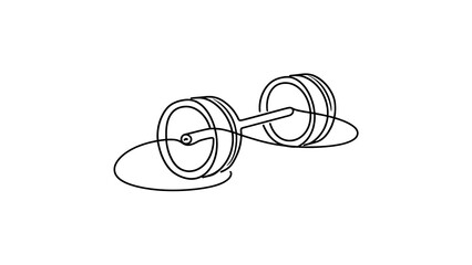 Obraz premium Minimalist barbell sketch on white background.