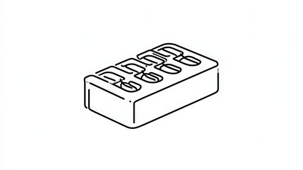 Fototapeta premium Black and white LEGO brick illustration white background.