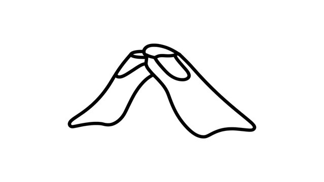 Minimalist hand gesture icon white background.