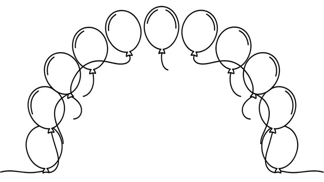 Balloon arch illustration on white background.