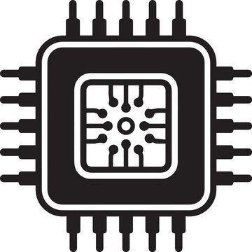 Computer Microprocessor CPU Chip Vector Icon