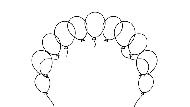 Balloon arch illustration on white background.