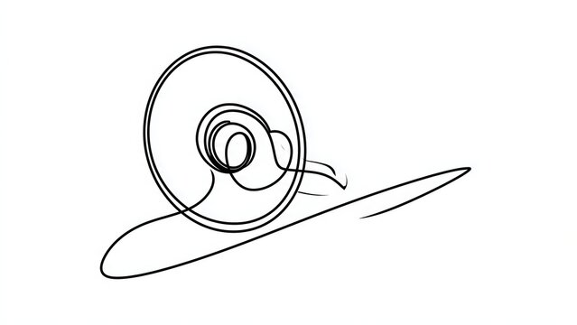 Minimalist snail line art drawing white background.
