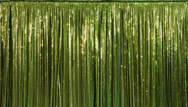 Foil Fringe Glitter Olive Curtain Background