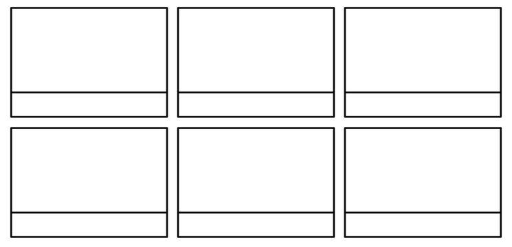 Minimalist Black Storyboard Panels Wireframe Graphic Element Isolated on Transparent Background