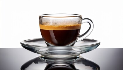 Naklejka premium Espresso In Glass Cup Against White Background